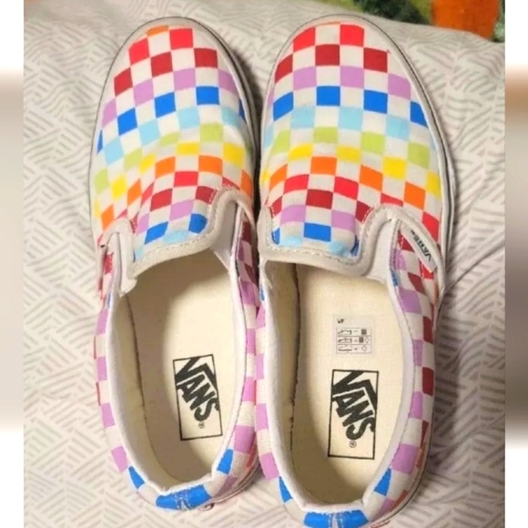 Vans Classic Check Rainbow Slip On Shoes US kids size 2.5 (508731) - Picture 4 of 7